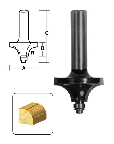 Carbitool 2 Flute Router Bit  Beading Bit with Ball Bearing Guide  Carbide Tipped-  12.7MM RAD TCT, 2 FLT 1/2 SHK W/BEAR  T 616 B 1/2