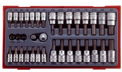 Teng Tools TTBS35 35 PCE 1/4 & 3/8""" DR Bits Socket Set"""-BD