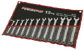 POWEBUILT Long Series Ring & Open End Spanner Set - 12pc Metric WC1543