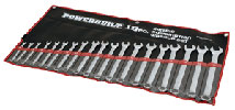 POWEBUILT Long Series Ring & Open End Spanner Set - 19pc Metric WC7065