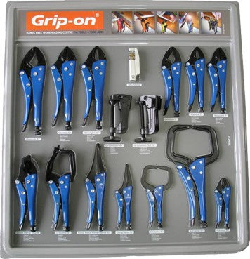 GRIP ON Locking Plier Set With Shadow Board-16pce WHC1SET1639