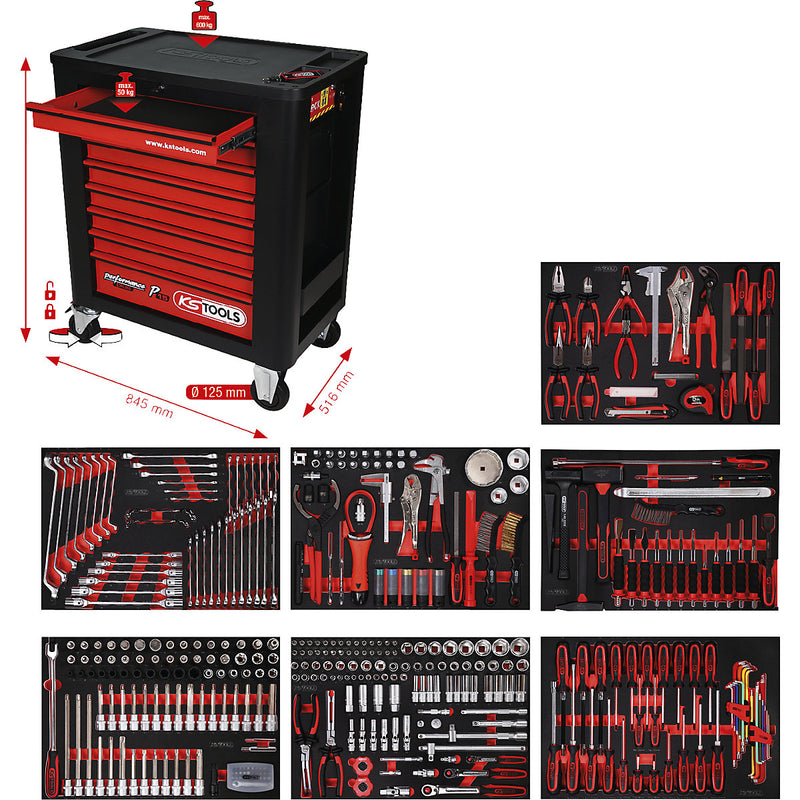 KC TOOLS 165PCE TOOL KIT IN CHEST & TROLLEY 5179