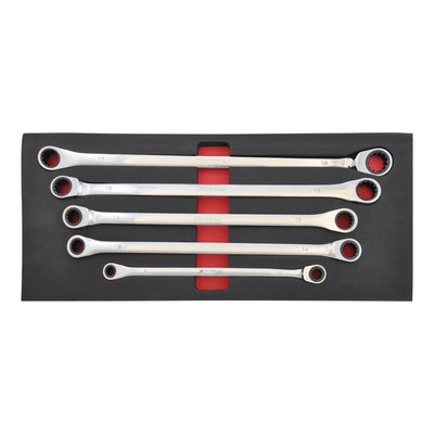 KABO Extra Long Flat Ratchet Wrench Set 5 Piece XLB5-MET