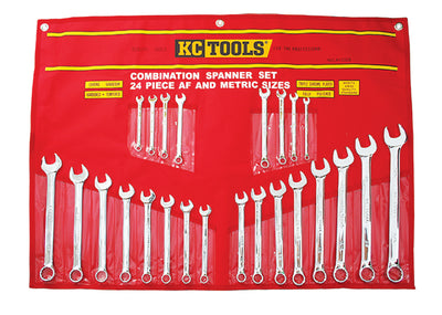 KC Tools A13328 24Pce Combination Ring & open End Spanner Set-24pce