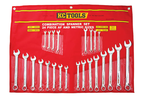 KC Tools A13328 24Pce Combination Ring & open End Spanner Set-24pce