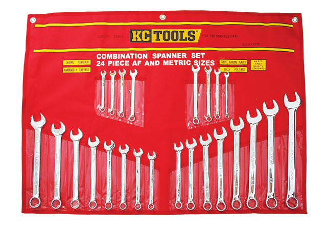 KC Tools A13328 24Pce Combination Ring & open End Spanner Set-24pce