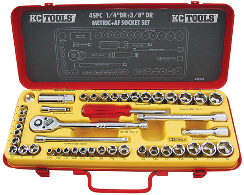 KC Tools KCA13330 1/4" & 3/8"DRIVE 45PC SOCKET SET