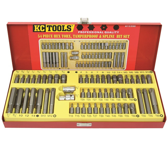 KC Tools A13390 54pce Bit Set - Hex, Torx, Tamperproof & Spline Drive