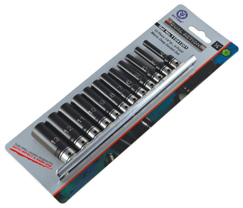 ACTION Dual Impact/Standard Sockets On Rail-1/4" Drive 12pce 11041201