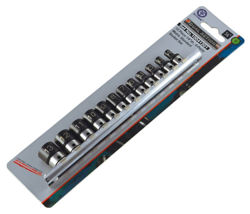 ACTION Dual 6 Point Impact/Standard Sockets On Rail-1/4" Drive 12pce 10041201
