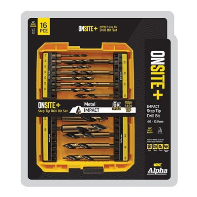 ALPHA 1/4 Hex ONSITE+ Step Tip Impact Driver Drill Bit Set - 16PCE- SM16ST