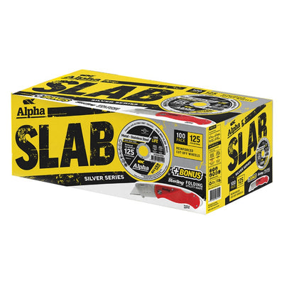 Alpha SLAB Cutting Disc 125x1.0mm Silver Series x100 Pack With Bonus Sterling Folding Utility Knife