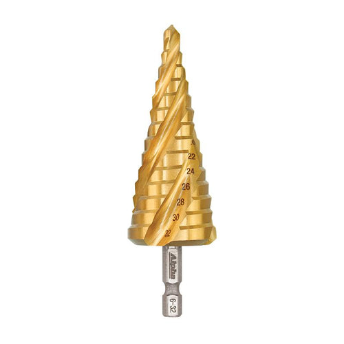 ALPHA 6-32mm 4 Flute Spiral Step Drill - Quick Release Hex Shank- C9STSFM6-32Q