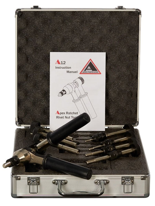 APEX Ratchet Rivnut Nutsetter Combo Kit-M5-M12 In Aluminium Carry Case A12A