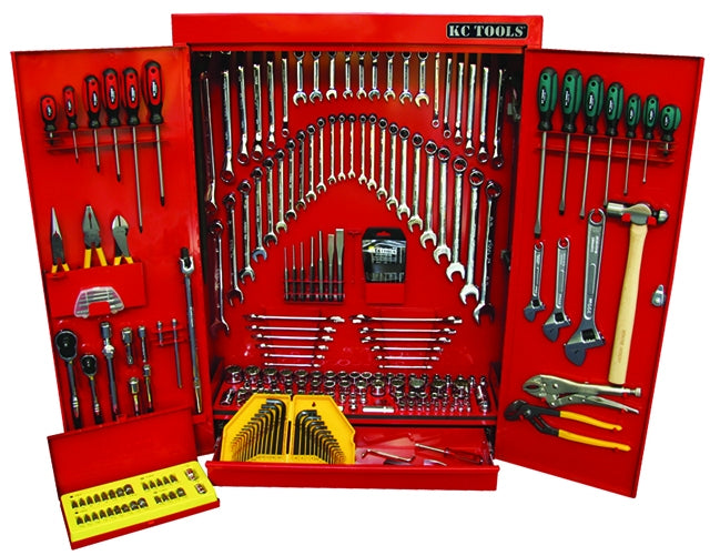 KC TOOLS Metric & Imperial Tradesmans Wall Cabinet Tool Kit-248pce ATK50