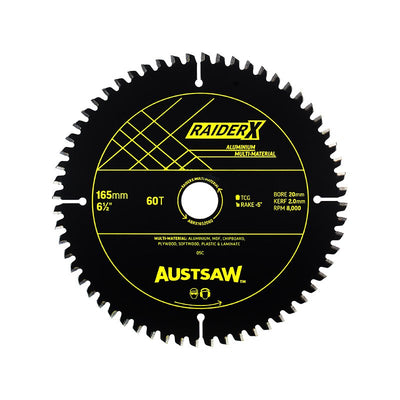 AUSTSAW RaiderX Aluminium Multi Material Blade-165mm x 20 x 60T - ABRX1652060