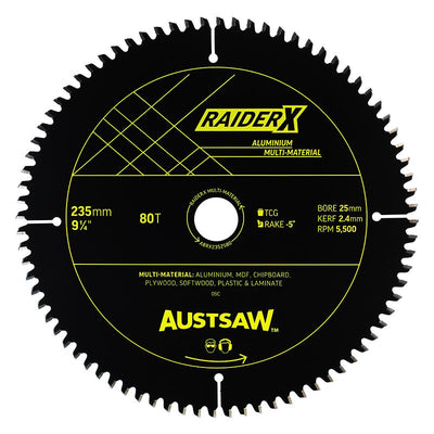 AUSTSAW RaiderX Aluminium Multi Material Blade-235mm x 25 x 80T - ABRX2352580