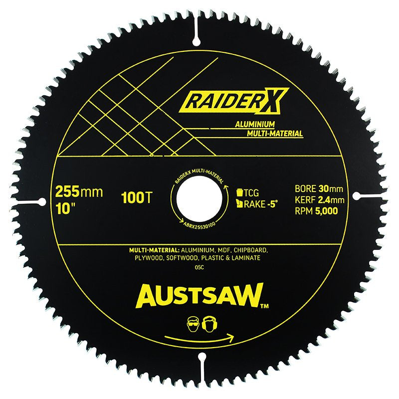 AUSTSAW RaiderX Aluminium Multi Material Blade-255mm x 30 x 100T - ABRX25530100