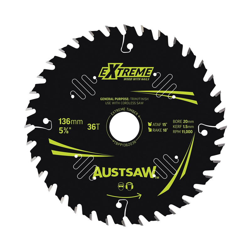 AUSTSAW Extreme Pro Shield TCT Saw Blade-136mm 36T-Fits Panasonic Saws