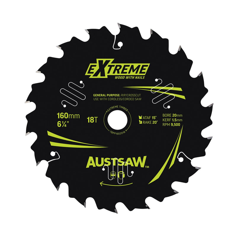 AUSTSAW Extreme Pro Shield TCT Saw Blade-160mm 18T Thin Kerf