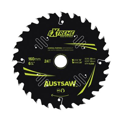 AUSTSAW Extreme Pro Shield TCT Saw Blade-160mm 24T Thin Kerf