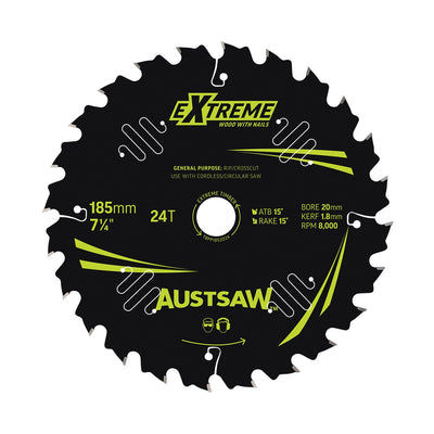 AUSTSAW Extreme Pro Shield TCT Saw Blade-185mm 24T Thin Kerf