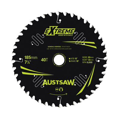 AUSTSAW Extreme Pro Shield TCT Saw Blade-185mm 40T Thin Kerf