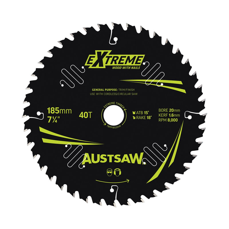 AUSTSAW Extreme Pro Shield TCT Saw Blade-190mm 40T Thin Kerf