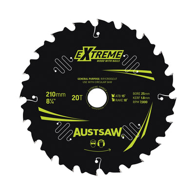 AUSTSAW Extreme Pro Shield TCT Saw Blade-210mm 20T Thin Kerf