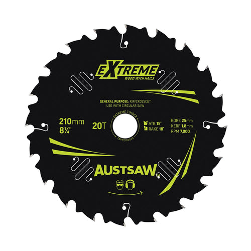 AUSTSAW Extreme Pro Shield TCT Saw Blade-210mm 20T Thin Kerf