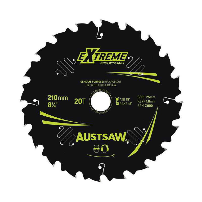 AUSTSAW Extreme Pro Shield TCT Saw Blade-210mm 20T Thin Kerf