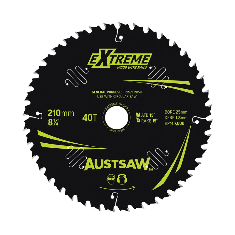 AUSTSAW Extreme Pro Shield TCT Saw Blade-210mm 40T Thin Kerf