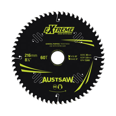 AUSTSAW Extreme Pro Shield TCT Saw Blade-216mm 60T Thin Kerf