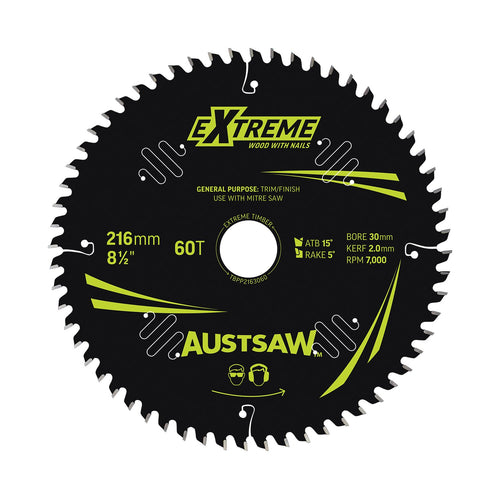 AUSTSAW Extreme Pro Shield TCT Saw Blade-216mm 60T Thin Kerf