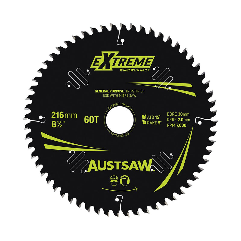 AUSTSAW Extreme Pro Shield TCT Saw Blade-216mm 60T Thin Kerf