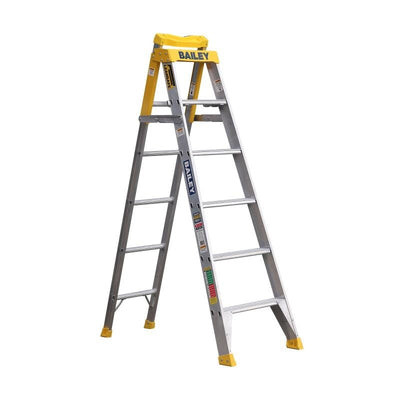 BAILEY Pro Aluminium ASE6 PUNCHLOCK 150kg-3IN1 Dual Purpose 6 Step 6ft Ladder-Lifetime Warranty- FS14090