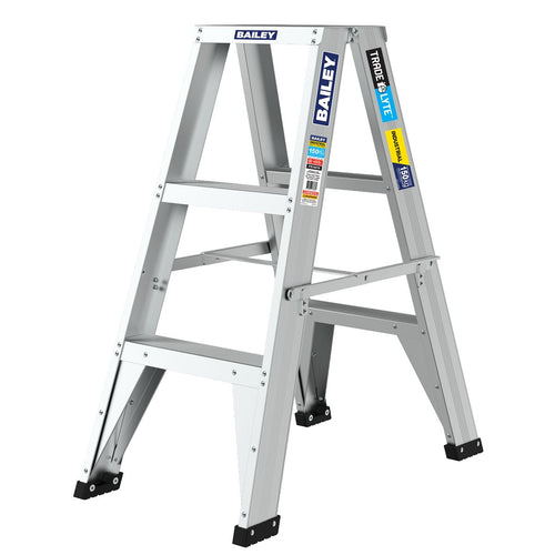 BAILEY Trade Lyte Double Sided 3 Step Stepladder 0.9M 150KG FS14019