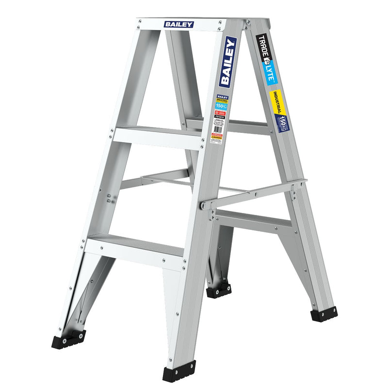 BAILEY Trade Lyte Double Sided 3 Step Stepladder 0.9M 150KG FS14019