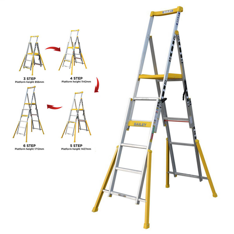 BAILEY 4 in 1 Adjustable Platform Ladder-0.9,1.2,1.5,1.8m 170kg