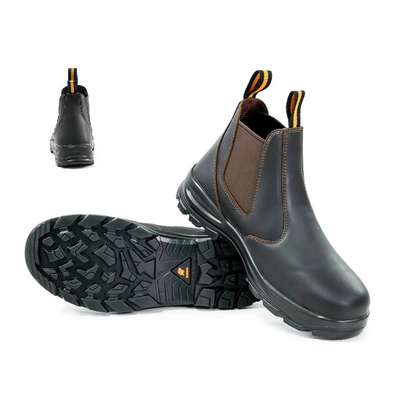BISON Industrial Ridge Series Slip On Safety Boots-Chest Nut Colour