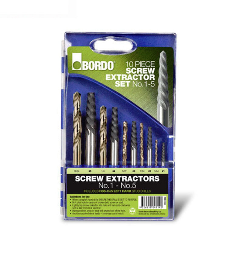 Bordo 9900-sm2 Screw Extractor Set With Cobalt Left Hand Drill Set-10pce