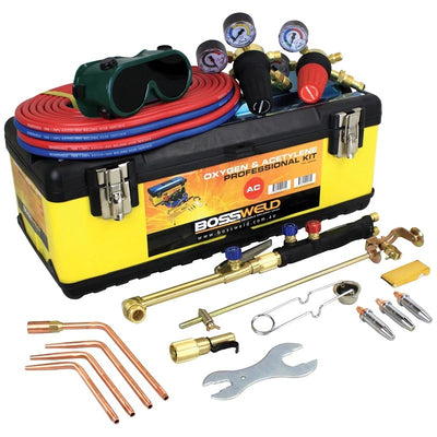 BOSSWELD Gas Welding Kit - Oxy Acet Kit With 4 x Flashback Arrestors