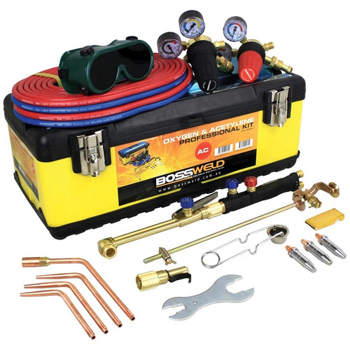 BOSSWELD Gas Welding Kit - Oxy Acet Kit With 4 x Flashback Arrestors
