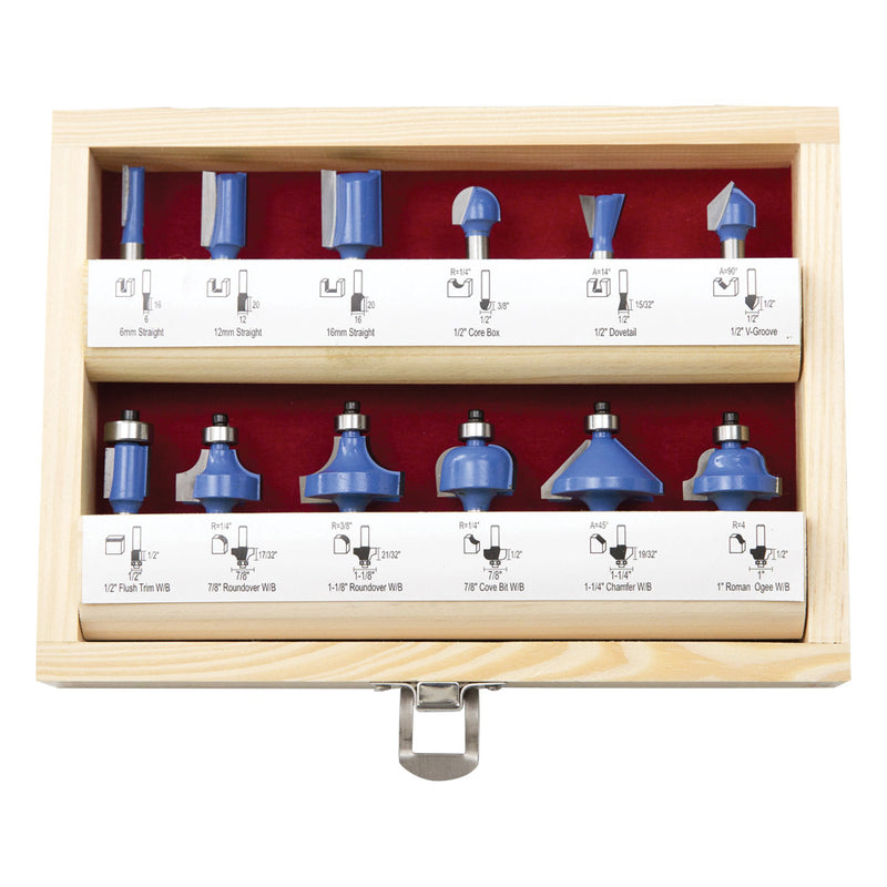 Carbitool Router Bit, BUDGET KIT T-CUT 12PC KIT