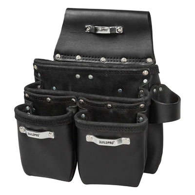 BUILDPRO Tradie Leather Belt- Tradie Nail Bag 3 Pocket-LBNBM1