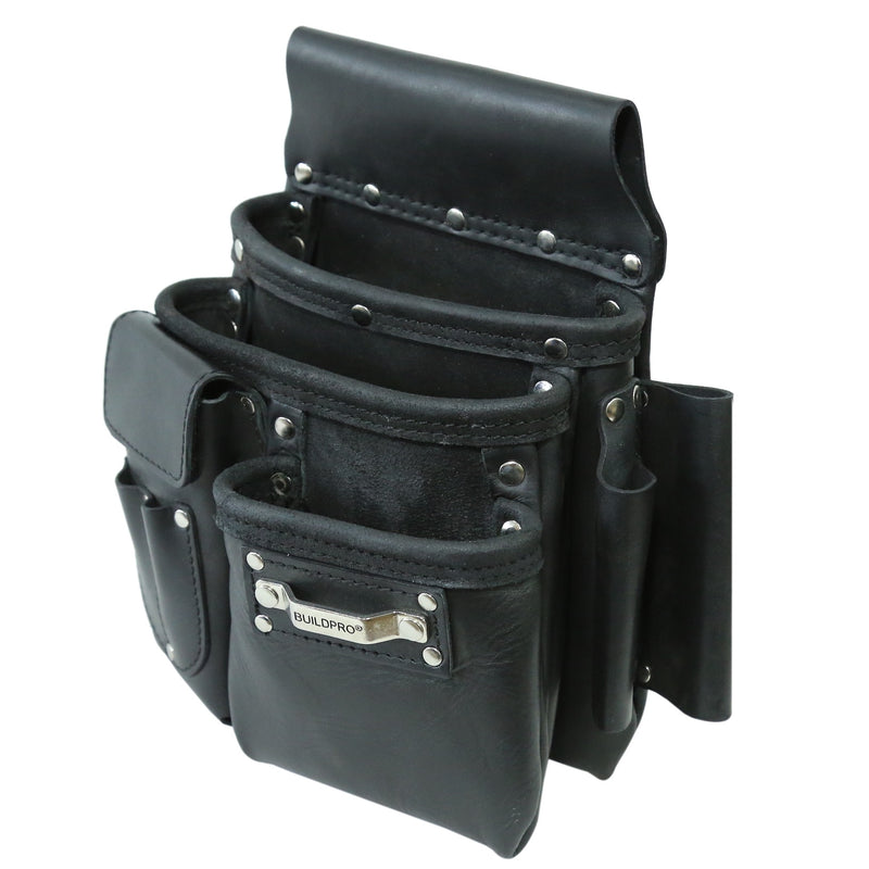 BUILDPRO Tradie XL Series Leather Belt- Nail Bag 3 Pocket LBNBS1BXL