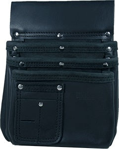 BUILDPRO Tradie Leather Belt- Nail Bag 3 Pocket LBNBS3B