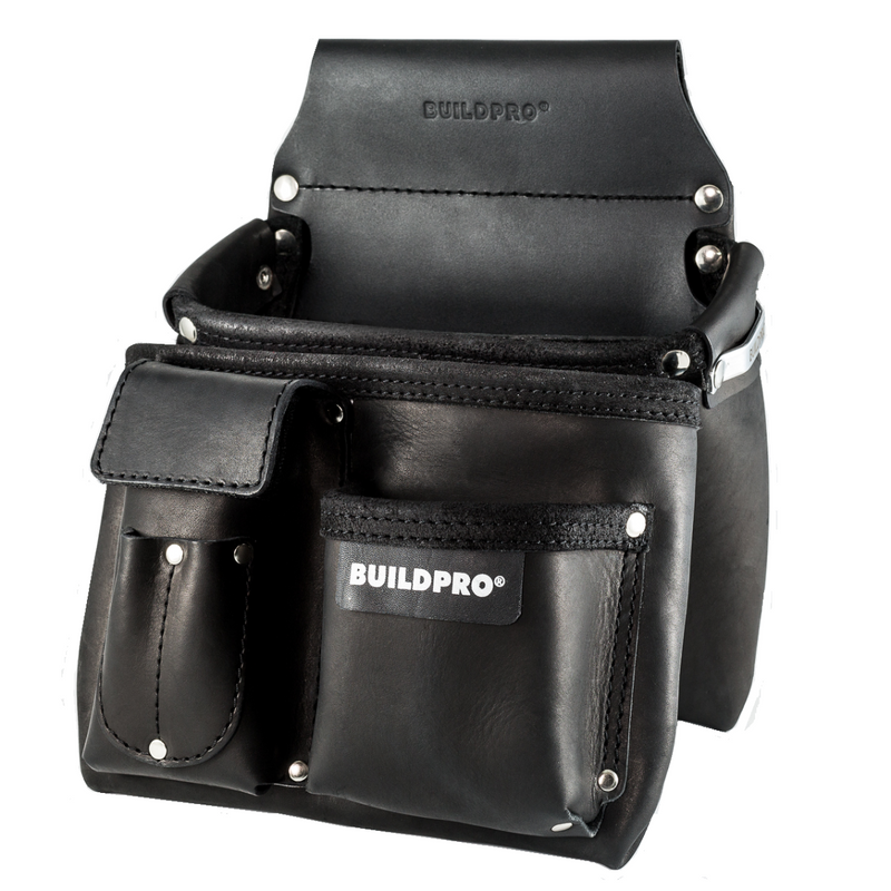 BUILDPRO Tradie Leather Belt- Tradie Nail Bag -LBNBM2