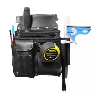 BUILDPRO Tradie XL Series Leather Belt- Nail Bag 2 Pocket LBNBS2BXL