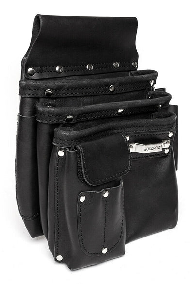 BUILDPRO Tradie XL Series Leather Belt- Nail Bag 3 Pocket LBNBS3BXL